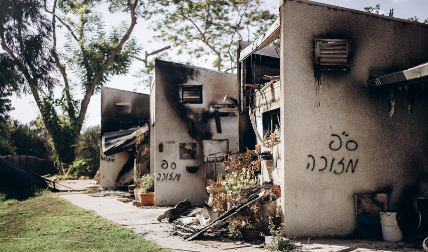 שכונה שרופה בבארי (צילום: מיכה בריקמן)