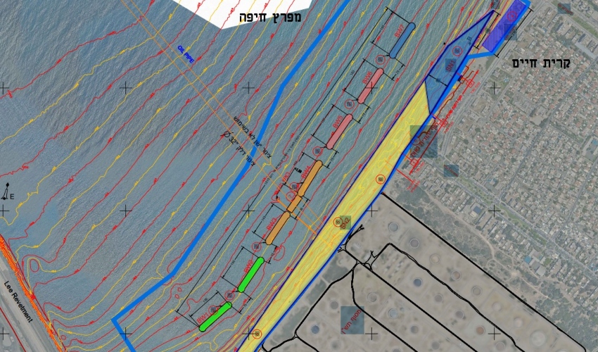 שבעת שוברי הגלים המתוכננים (מתוך נספח הפיתוח שהגישה חנ"י)